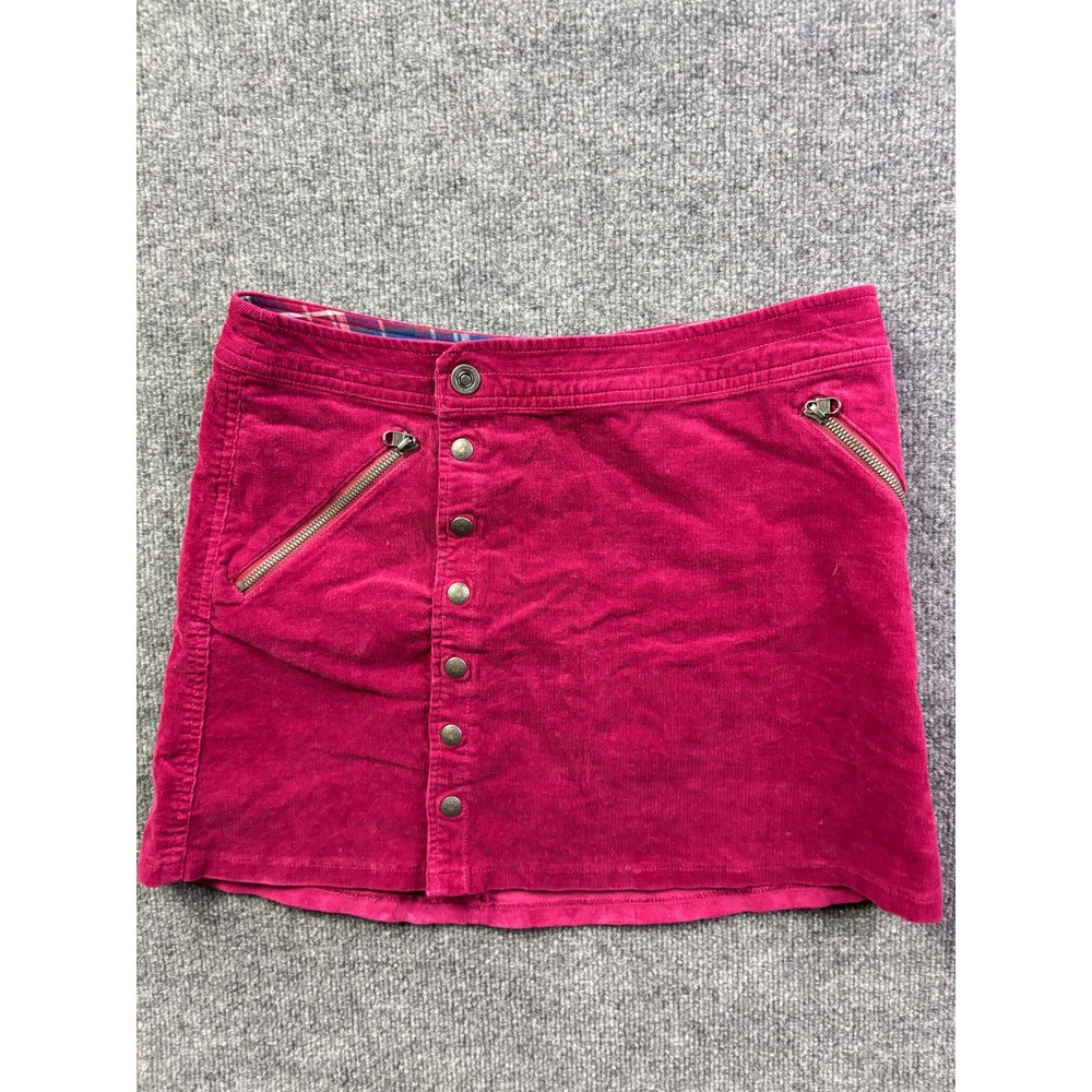 Kuhl Corduroy Skirt Womens Size 8 Magenta Pink Button Front Zip Pocket Mini